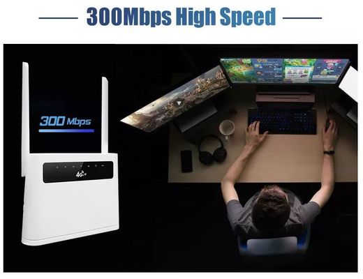 Kartu Sim Router Modem Serat Optik 4g LTE Wifi 300Mbps Nirkabel Wifi ODM