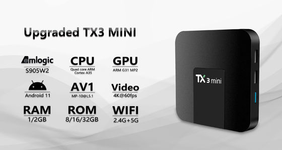 ODM Android 6.0 Amlogic S905w2 Kotak Pengaturan  TX3mini Wifi2.4G 5G