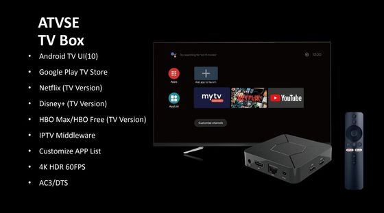 3D 4K OTT Smart Box Google Tv Box Dengan Jaringan Yang Andal Quad Core 4K ATV Player