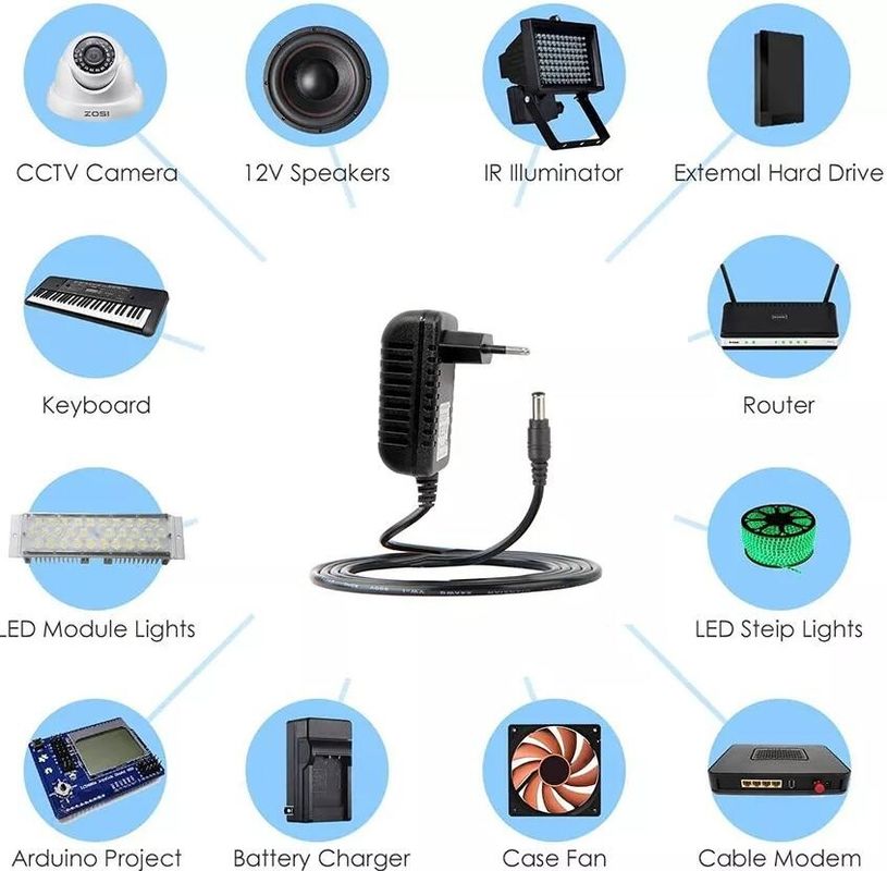 12V EU Plug Diatur AC DC Adapter 100V-240V Converter 1A 1000mA Power Supply